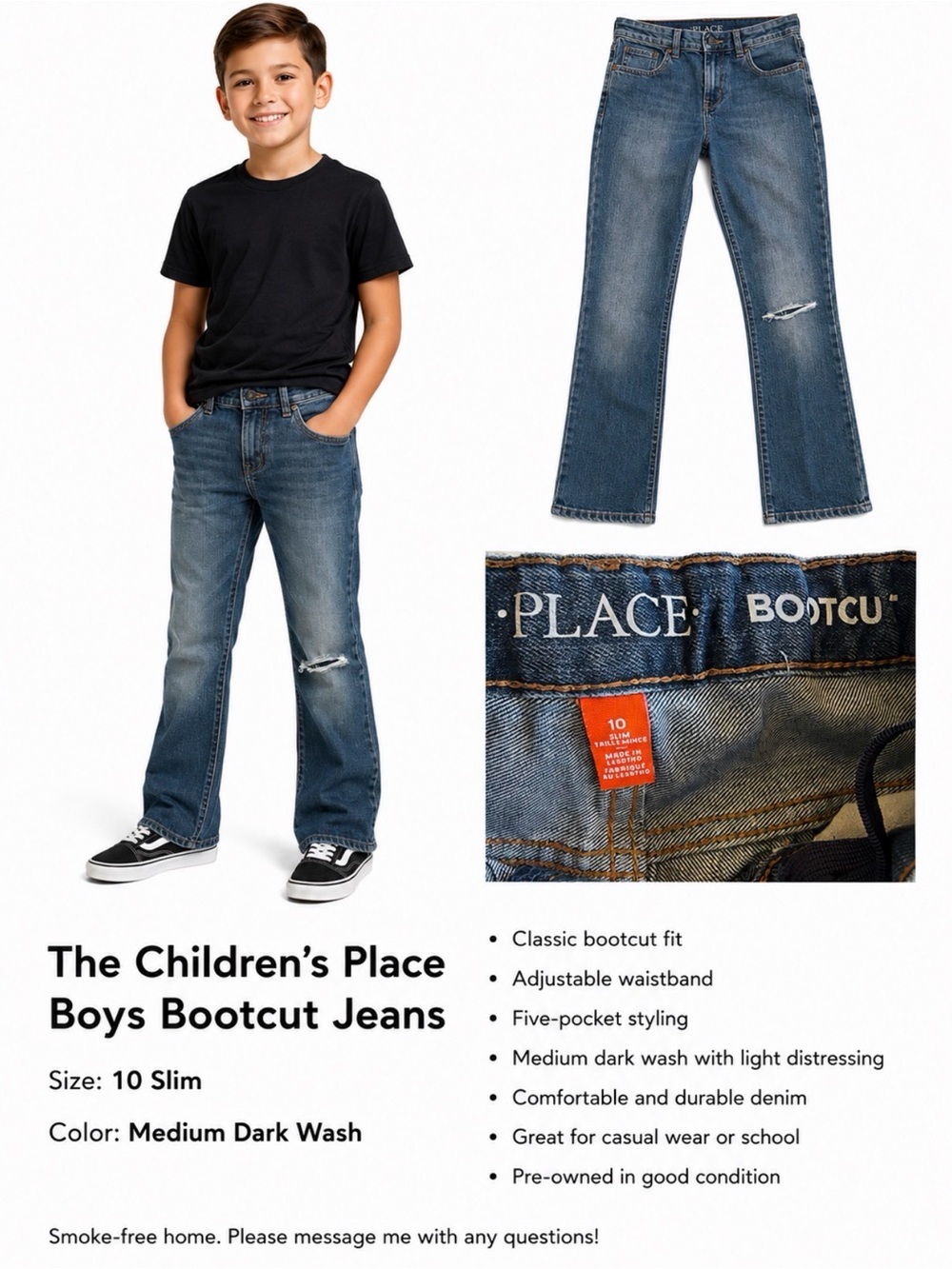 The Children's Place Medium Dark Wash Bootcut Jeans - Blue